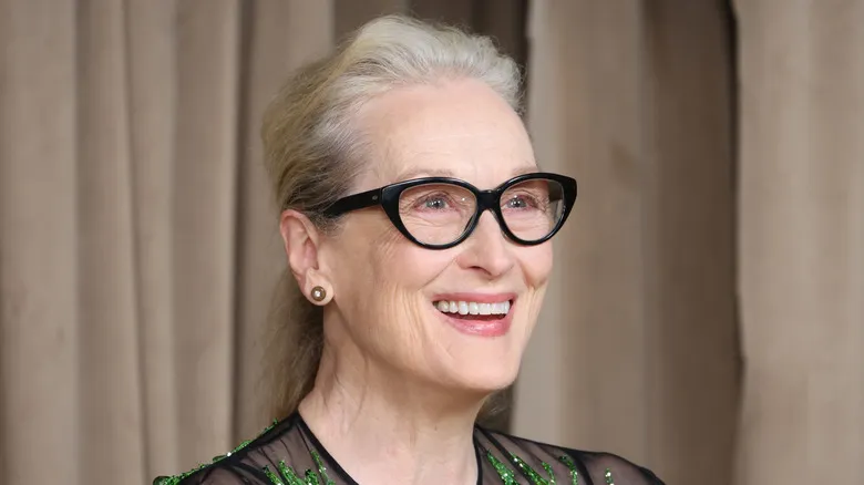Meryl Streep in character as a powerful magazine editor
